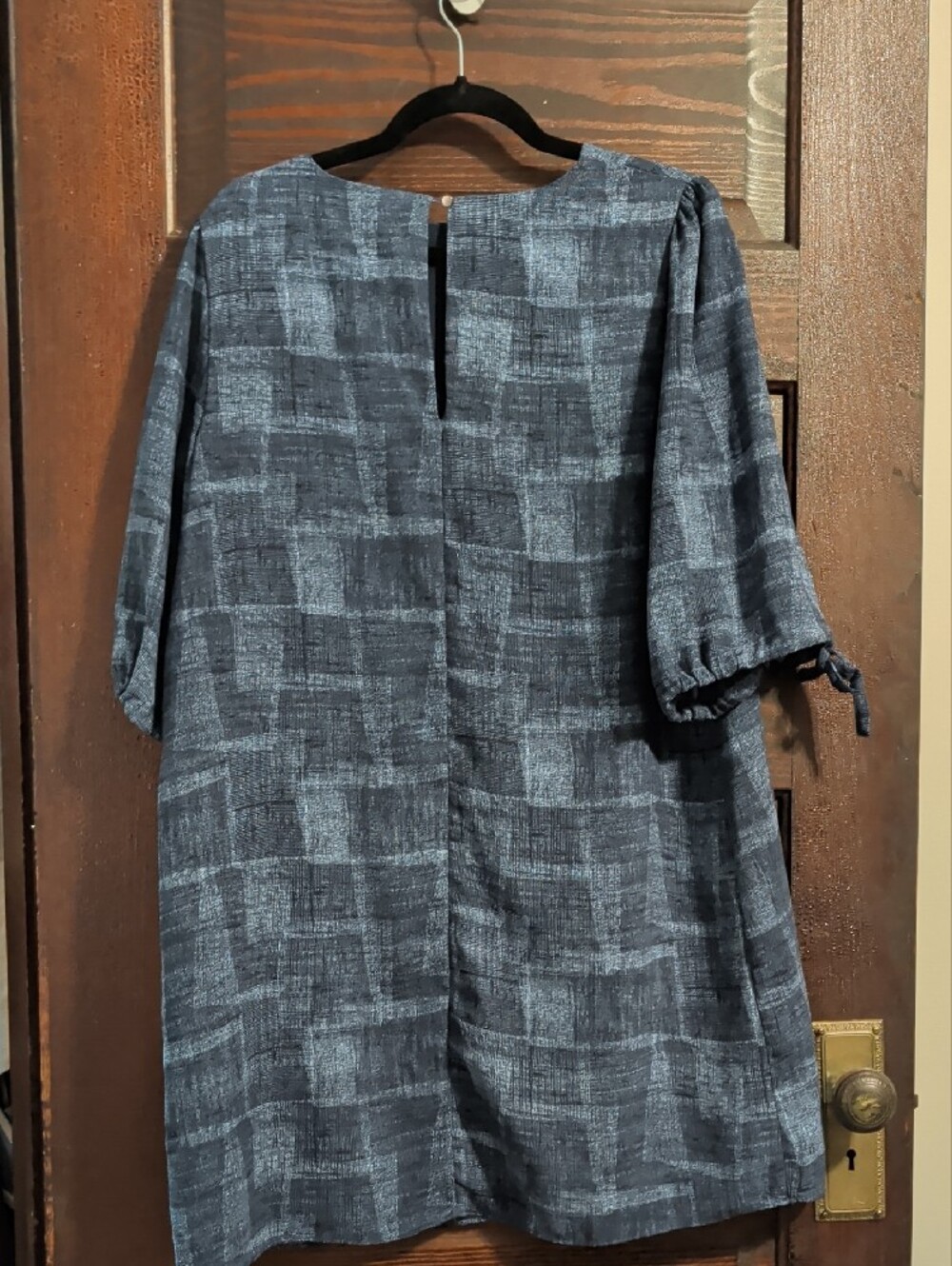 Women's Navy Check Midi Dress - Classic Boatneck - Picture 3 of 3